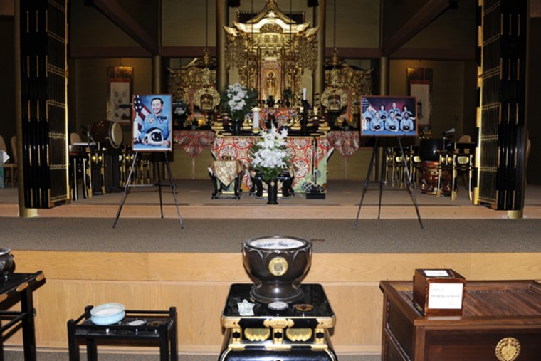 A Buddhist shrine for Ellison Onizuka and the Challenger crew at the 2011 Onizuka Space Science Day at El Camino College in California.