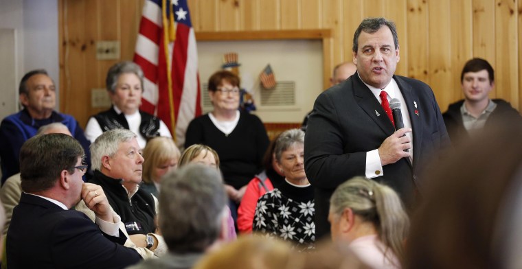 Image: Chris Christie speaks during a campaign stop in New Hampshire