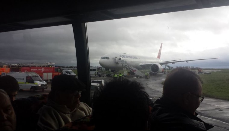 IMAGE: Turkish Airlines flight 34 sits at Ireland's Shannon airport after a security scare.