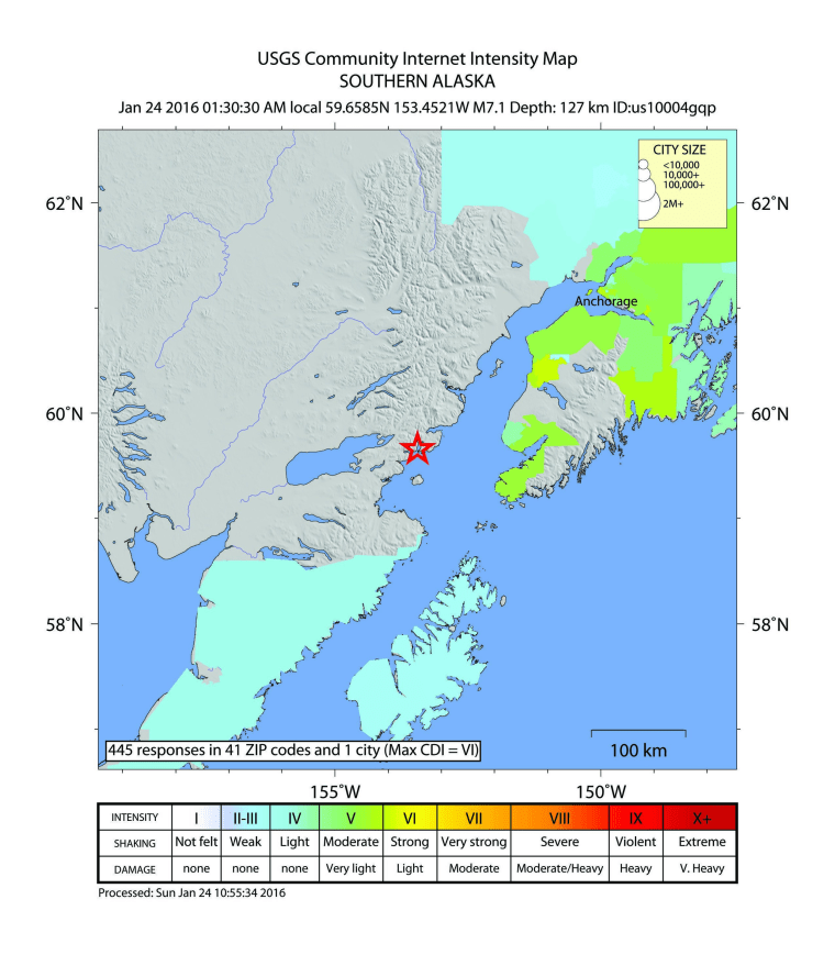 Image: 7.1 magnitude earthquake south Alaska