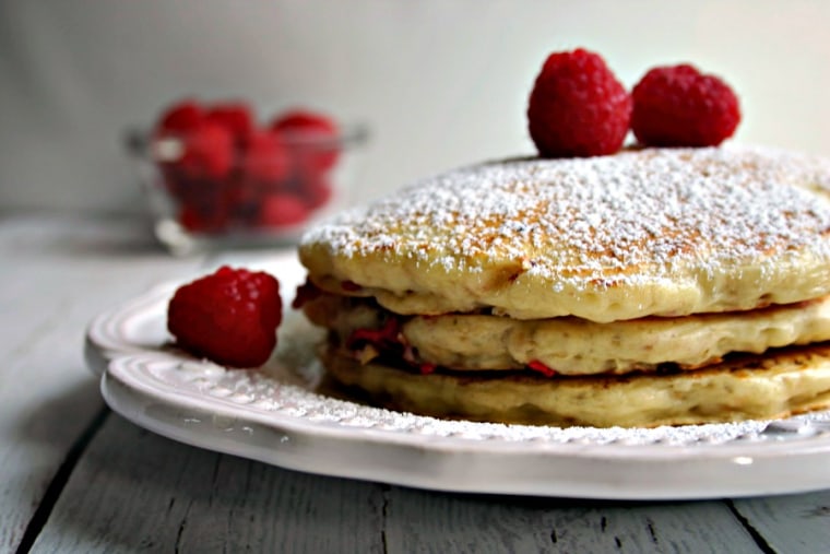 Raspberry oatmeal pancakes by TODAY Food Club member Sheila Thigpen of Life, Love and Good Food