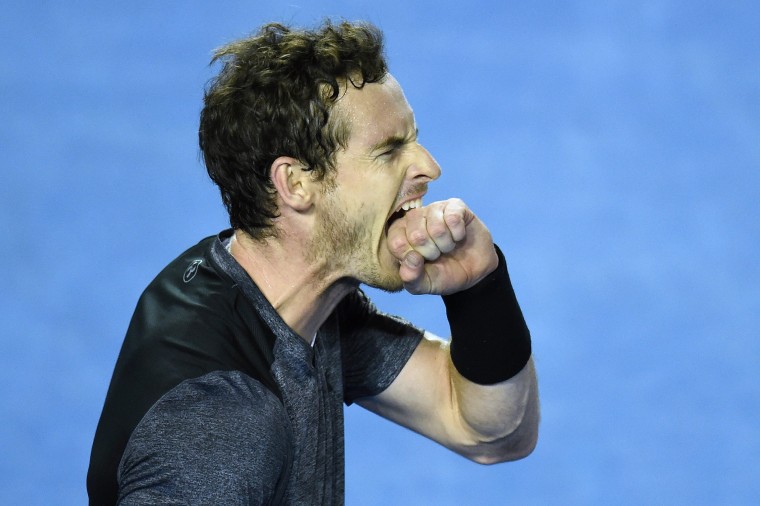 Image: Andy Murray of the United Kingdom reacts during his fourth round match against Bernard Tomic