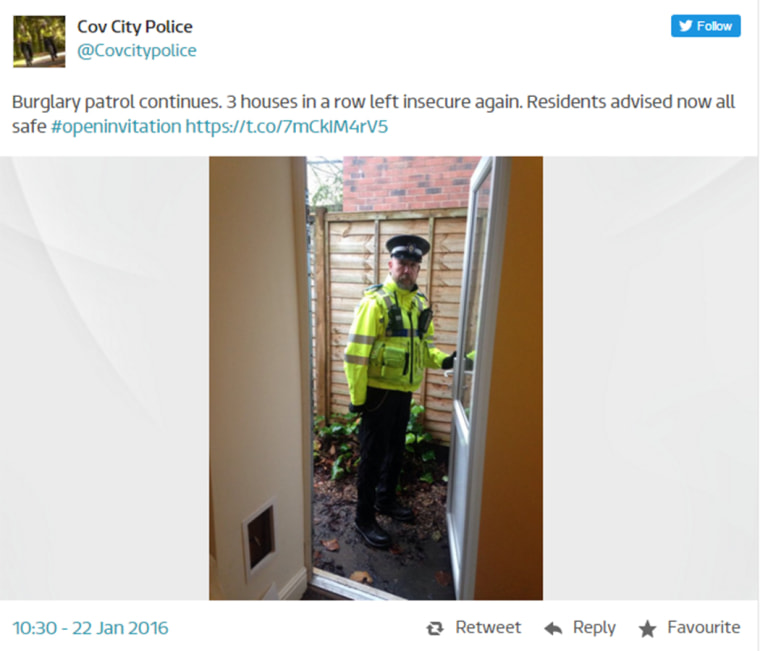 Image: A screen grab of a tweet by Coventry City Police