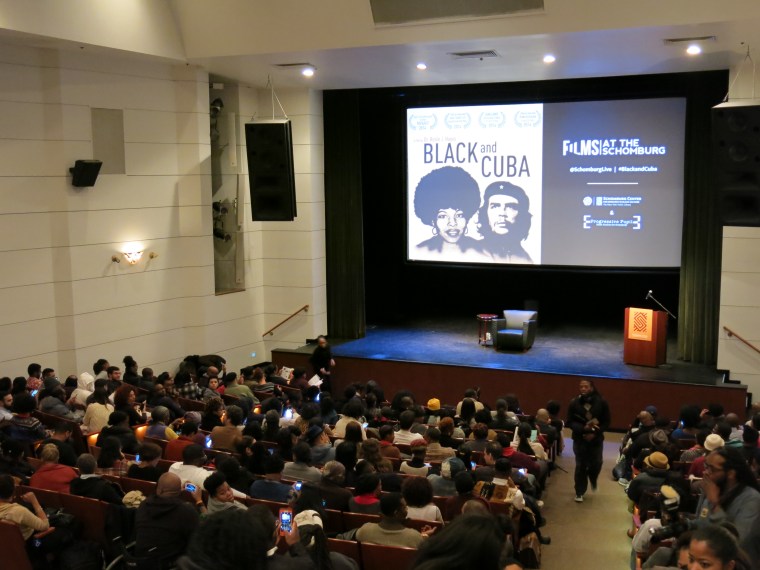 There was not an empty at the Schomburg Center’s Langston Hughes auditorium for the January 26th screening of “Black and Cuba”. The event was sold out.  (Photo By Melissa Noel)