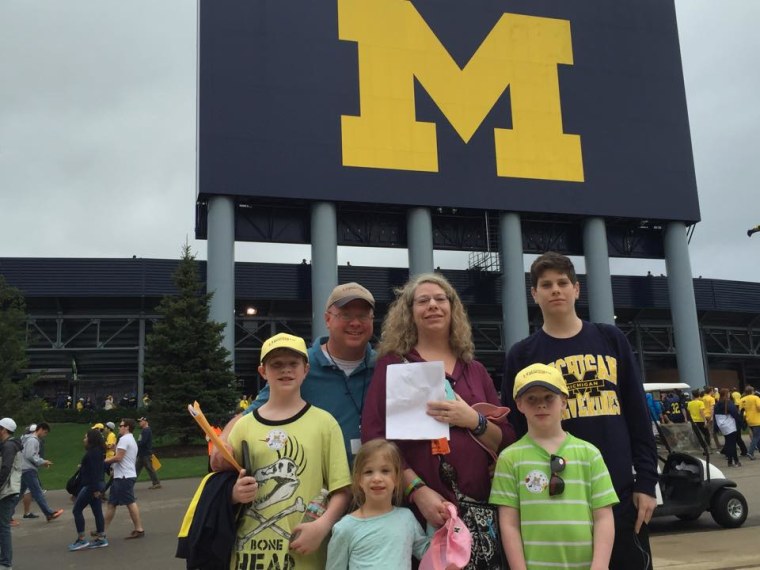 Trevor with his parents and younger siblings after his heart transplant.