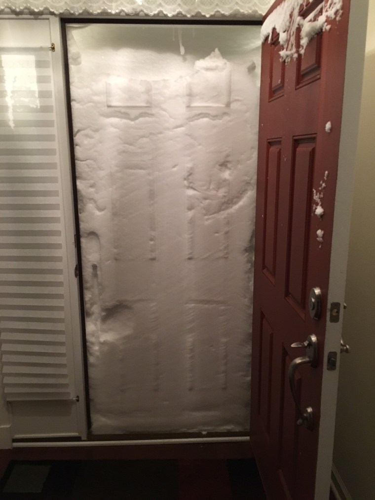 New Jersey couple's front door covered with snow after 2016 blizzard
