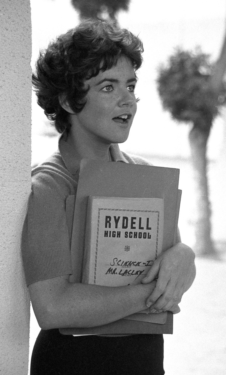 Stockard Channing readies herself for her role in the movie version of \"Grease,\" in Los Angeles, Aug. 30, 1977.  Ms. Channing stars with John Travolta and Olivia Newton-John in the film.  (AP Photo/Nick Ut)