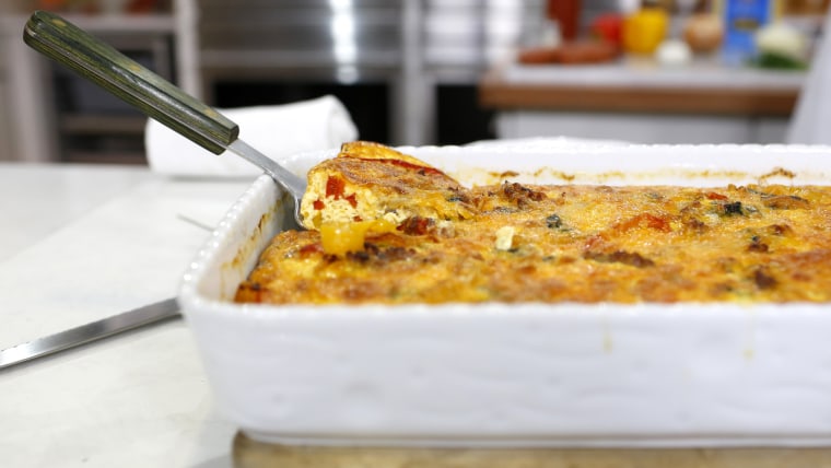 Kristin Sollenne cooks up an easy Italian Sausage and Peppers Breakfast Casserole