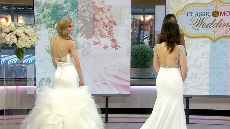 The backs of classic and modern wedding dresses