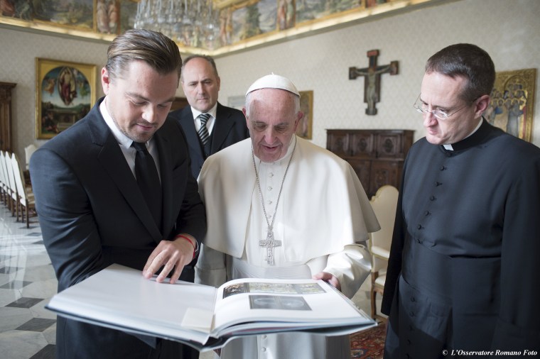 Image: Pope Francis meets actor Leonardo DiCaprio at the Vatican