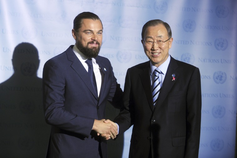 Leonardo DiCaprio Named UN Messenger Of Peace by the Un Secretary General Ban Ki-Moon at the United Nations on September 20, 2014 in New York City. Photo by: Dennis Van Tine/Geisler-Fotopres/picture-alliance/dpa/AP Images