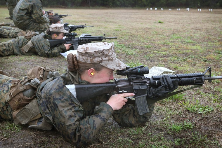 Image: Female Marines Participate In Marine Combat Training At Camp LeJeune