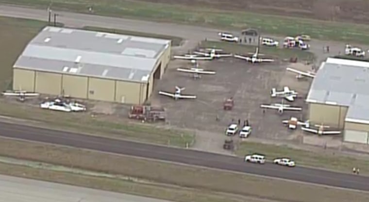 Image: aircraft hits hangar, bursting into flames at Southwest Regional Airport