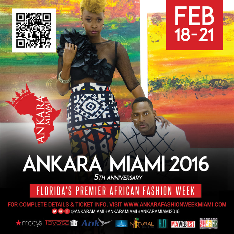 Promotion for Ankara Miami’s African Fashion Week, the largest runway show in Florida featuring up-and-coming, established designers from the African Diaspora.