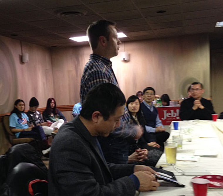 Iowa State Sen. Charles Schneider of West Des Moines addresses the group at Asian-American Presidential Town Hall, organized by the Chinese Association of Iowa, on Friday, Jan. 29, 2016.