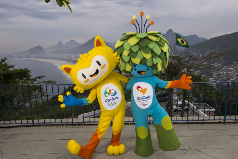 Image: Handout shows the unnamed mascots of the Rio 2016 Olympic and Paralympic Games during their first appearance in Rio de Janeiro