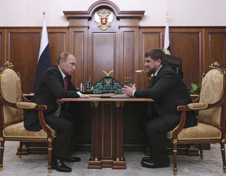Image: Russian President Putin meets with Chechnya's leader Kadyrov at the Kremlin in Moscow