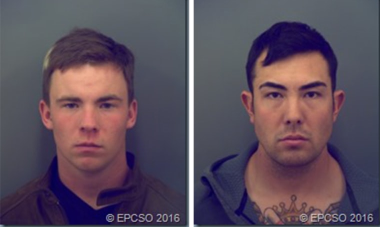 20-year-old Pvt. Tyler Shane Hall, left, of the 1st Armored Division, and 25-year-old Sgt. Eric Duvall, right, of the 1st Armored Division were identified as suspects Wednesday in the death of Michael Tapia.