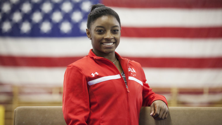 Image: Simone Biles poses for a portrait at Bela Korolyi's training camp in Houston