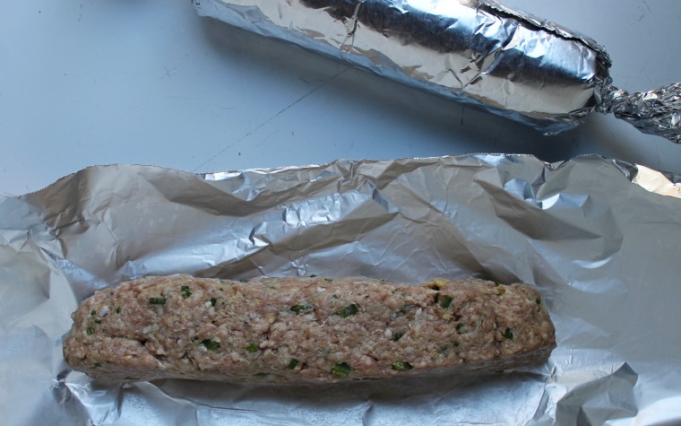 BBQ Mini Meat Loaf Sliders: Form the meat mixture into two logs