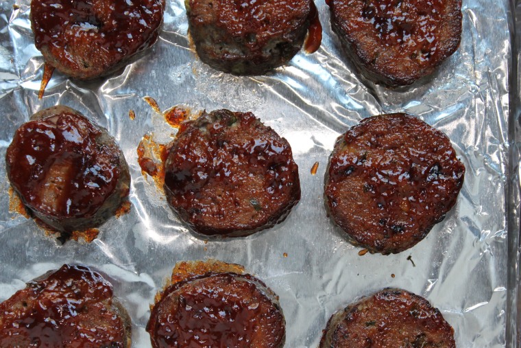 BBQ Mini Meat Loaf Sliders: Flip the mini meat loaves, brush with the remaining barbecue sauce and broil until glossy, 3 to 4 minutes longer.