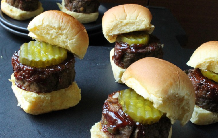BBQ Mini Meat Loaf Sliders: Place the meat on the rolls and top with pickles