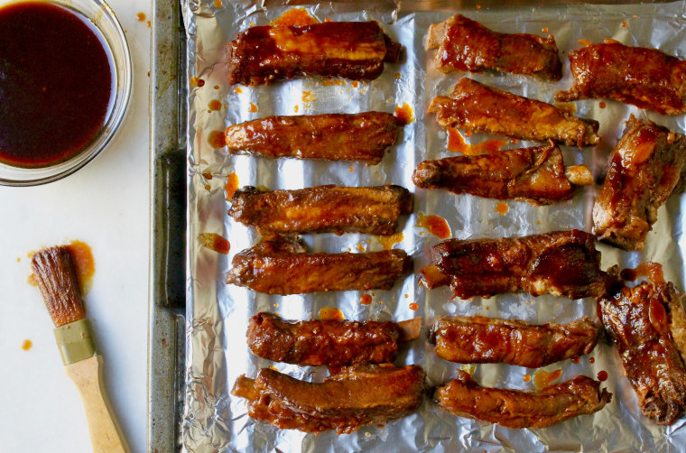 Slow Cooker Chinese Spareribs: Transfer the ribs to a foil-lined baking sheet brush with the reduced sauce and broil until caramelized