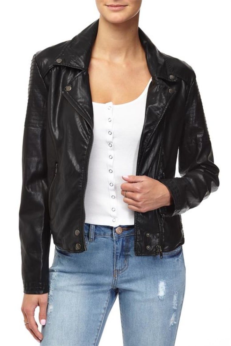 Faux-leather moto jacket