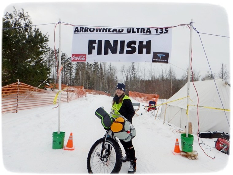 IMAGE: Svetlana Vold at the finish line.