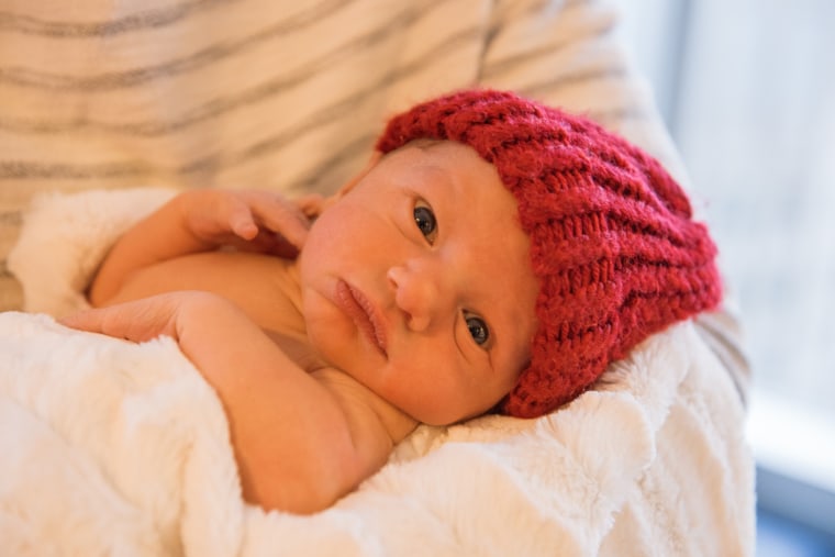 Many babies born in February are receiving red caps as part of the “Little Hats, Big Hearts” project, which draws attention to heart disease.