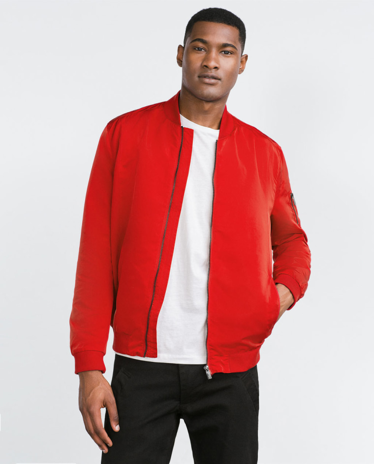 Zara red bomber jacket