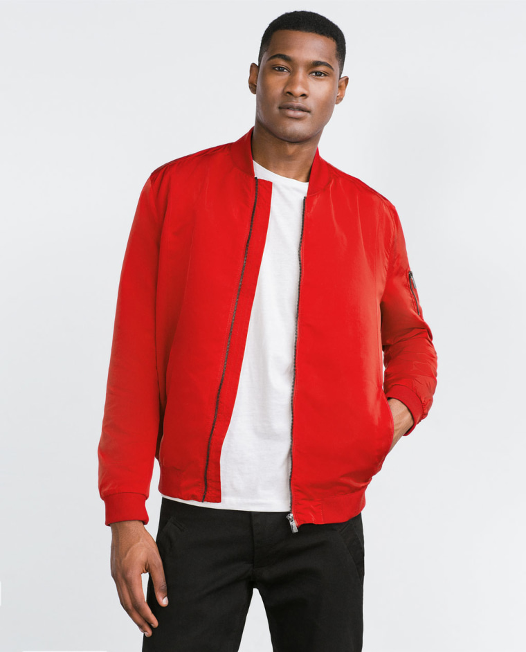 Mens red bomber jacket best sale