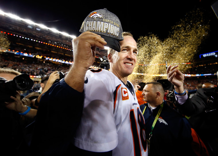 A Denver Broncos Peyton Manning Super Bowl 50 jersey is held up for auction  at the First Annual NASCAR Foundation Honors Gala at the Marriott Marquis  on September 27, 2016 in New York City. Photo by John Angelillo/UPI Stock  Photo - Alamy