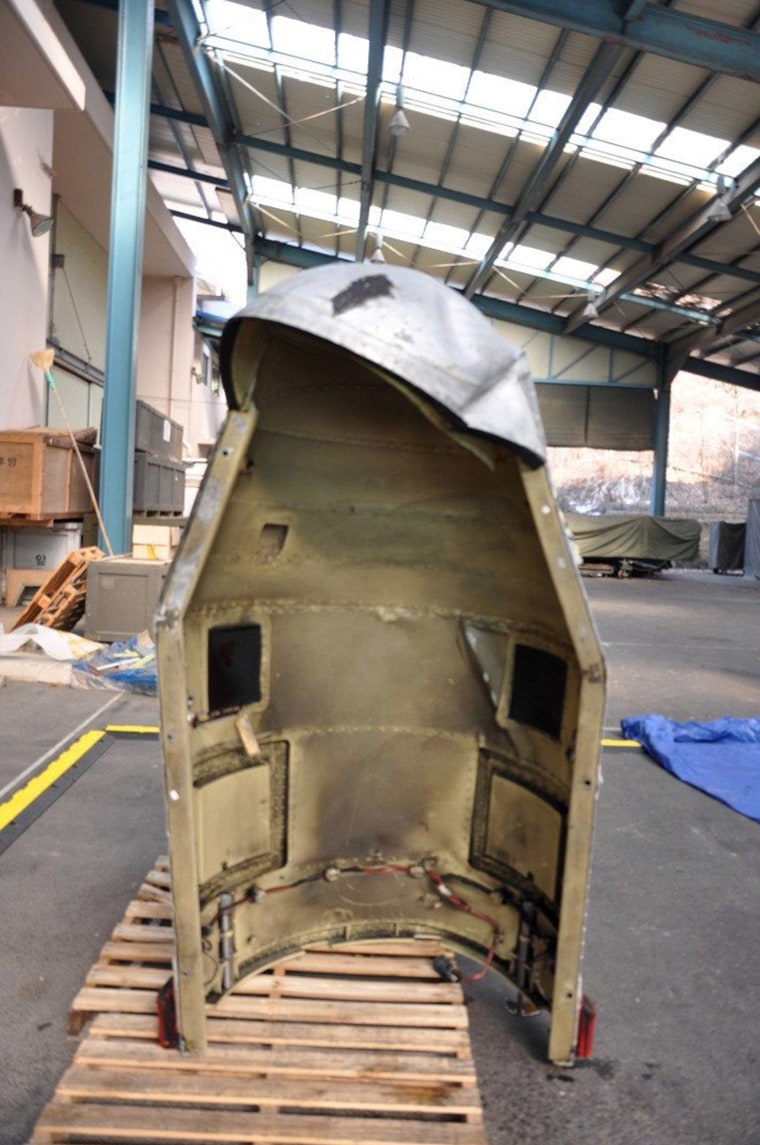 Image: A metal object believed to be a part of North Korean long range rocket launched on February 7, 2016, is seen in this undated handout picture