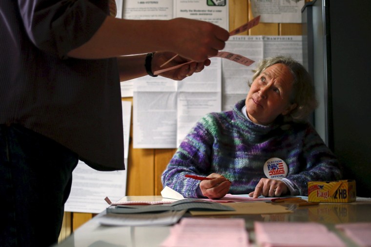 Image: Officials count ballots in New Hampshire's first-in-the-nation primary at the town hall in Hart's Location