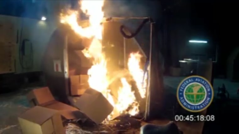 IMAGE: FAA test of lithium ion battery safety