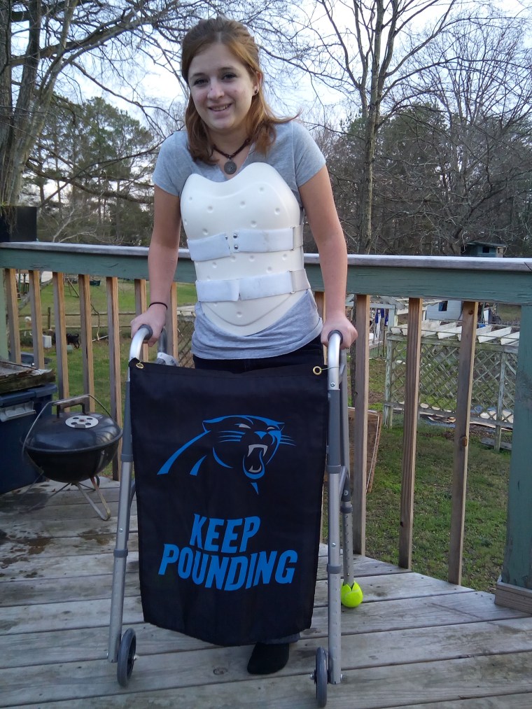 Back brace transformed into armor gives teen girl confidence