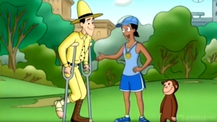 Curious George, professor wiseman, and man in the yellow hat costumes!