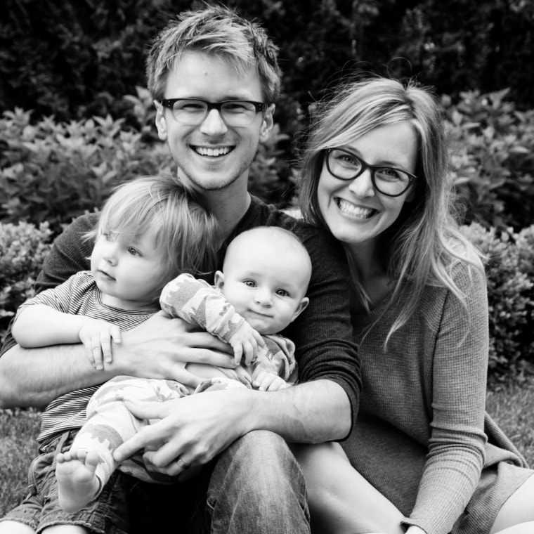 Curtis and Jordin Wiklund with their sons Casen (at left), and baby Hayden.