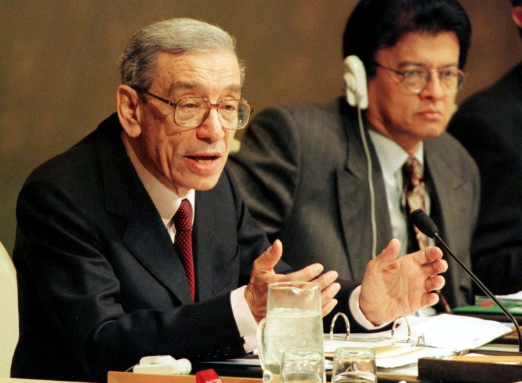 Image: File photo of U.N. Secretary General Boutros Boutros-Ghali at the United Nations in New York
