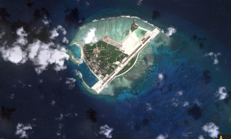 Image: Woody Island, as seen in a Google Maps satellite image.