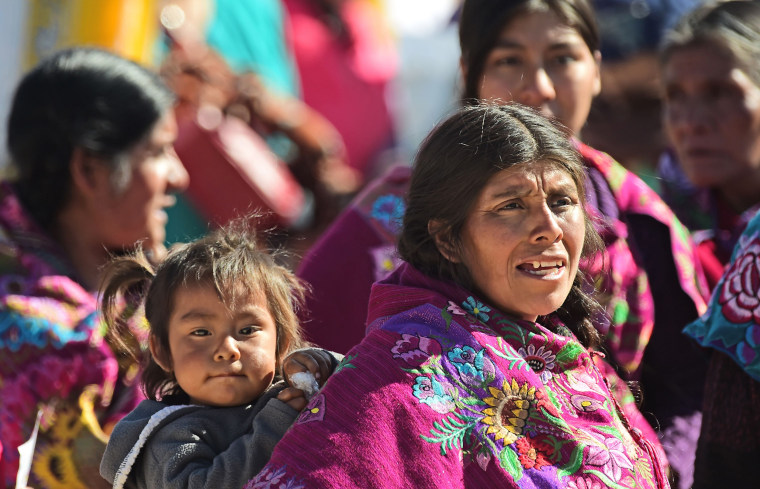Image: Mexican indigenous people await for the arrival of Pope Francis