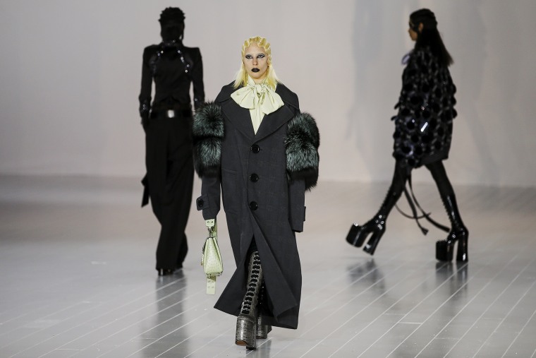 Image: Singer Lady Gaga presents a creation by Marc Jacobs during his Fall/Winter 2016 collection