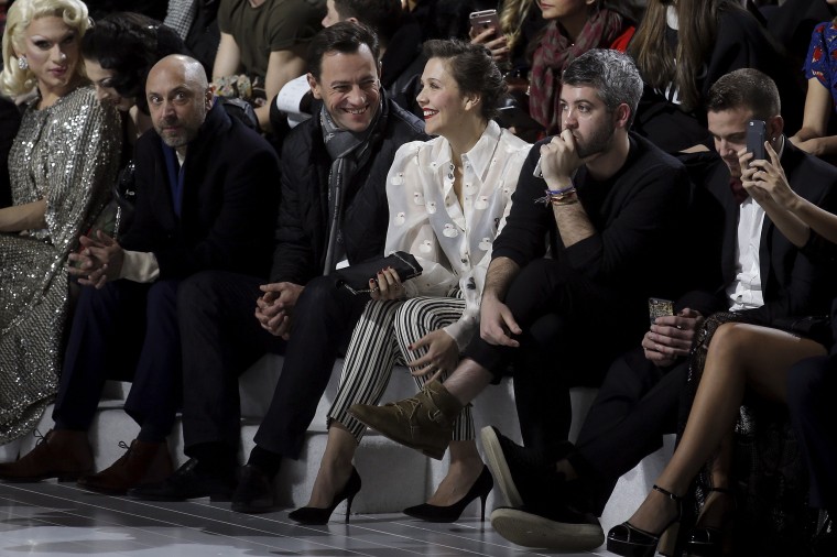 Image: Actress Maggie Gyllenhaal waits for the Marc Jacobs Fall/Winter 2016 collection to begin.