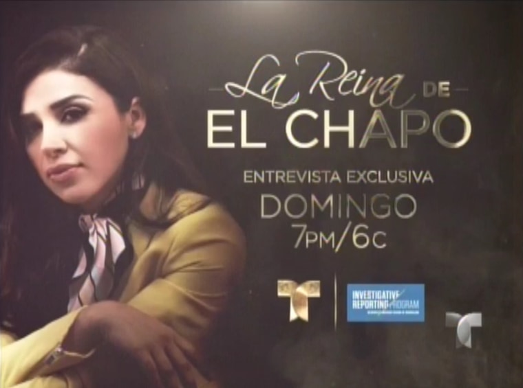 A Telemundo promotional photo for its interview with Emma Coronel Aispuro.