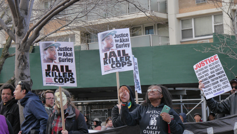 Image: Cadman Plaza rally in support of Peter Liang on February 20 Akai Gurley supporters