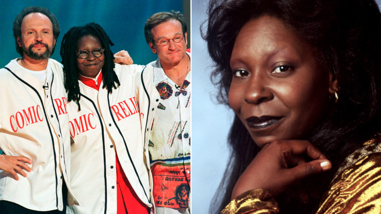 Comedians Robin Williams (R), Billy Crystal (L) and Whoopi Goldberg share a hug on the stage of New York's Radio City Music Hall at the end of HBO's "Comic Relief 8" show, in this file picture taken June 14, 1998. GHOST, Whoopi Goldberg, 1990