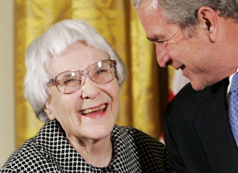 Harper Lee with President George W. Bush