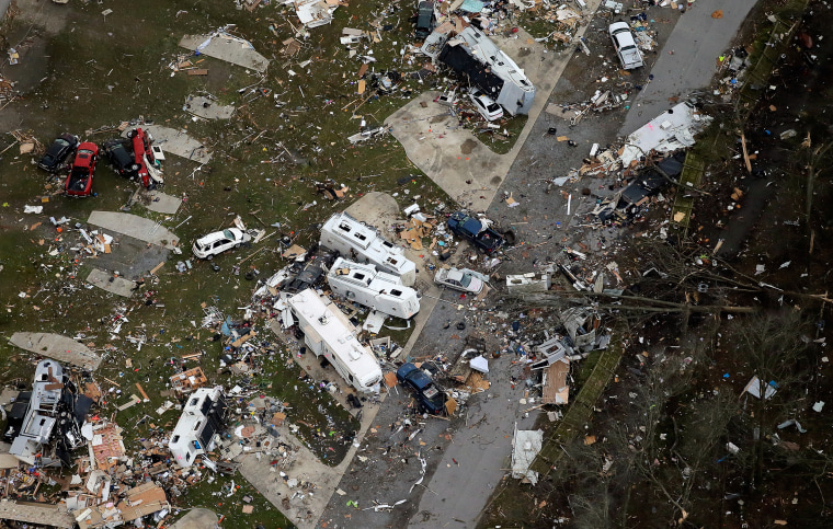 Tornadoes ripped through the Sugar Hill RV park in Louisiana and significantly damaged nearly 100 homes and apartments in Florida as a deadly storm system rolled across the South.
