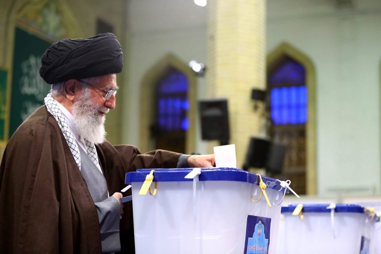 Image: Ayatollah Ali Khamenei votes on Feb. 26, 2016